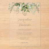 Waterverf Tropisch groen bruiloft Acryl Uitnodigingen (Voorkant)