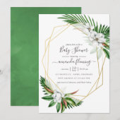 Waterverf Tropisch groen geometrisch Baby shower Kaart (Voorkant / Achterkant)