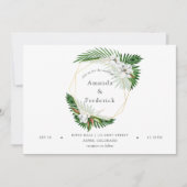 Waterverf Tropisch groen Geometrische bruiloft Kaart (Voorkant)