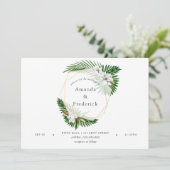 Waterverf Tropisch groen Geometrische bruiloft Kaart (Staand voorkant)