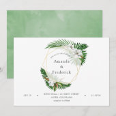 Waterverf Tropisch groen Geometrische bruiloft Kaart (Voorkant / Achterkant)