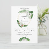 Waterverf Tropisch groen Geometrische bruiloft Kaart (Staand voorkant)