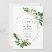 Waterverf Tropisch groen Geometrische bruiloft Kaart (Voorkant)