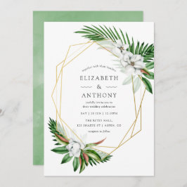 Waterverf Tropisch groen Geometrische bruiloft Kaart
