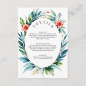 Waterverf Tropisch groen krans bruiloft detail Informatiekaartje (Voorkant)