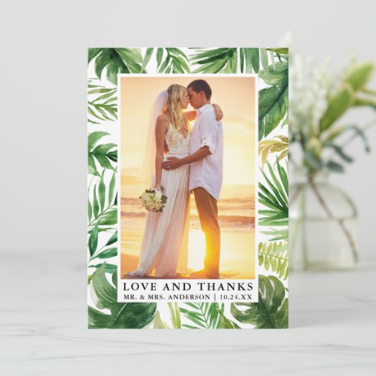 Waterverf tropisch groen liefde Bedankt bruiloft (Staand voorkant)
