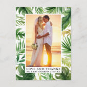 Waterverf tropisch groen liefde Bedankt bruiloft Briefkaart (Voorkant)