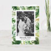 Waterverf Tropisch groen Lijst Foto bruiloft Bedankkaart (Voorkant)
