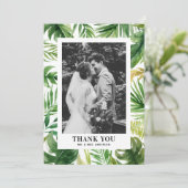 Waterverf Tropisch groen Lijst Foto bruiloft Bedankkaart (Staand voorkant)