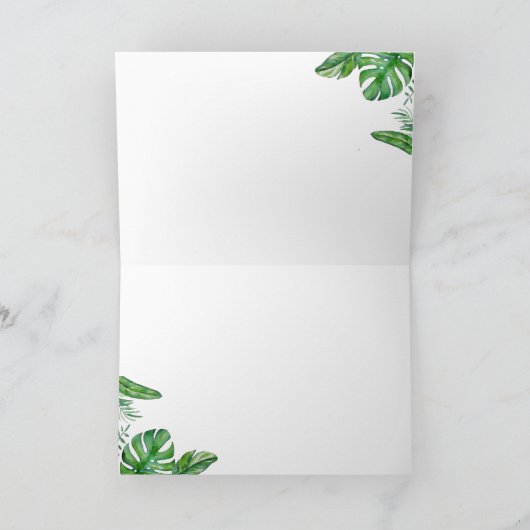 Waterverf Tropisch Groen Monstera trekt bruiloft u Bedankkaart (Binnen)