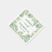 Waterverf Tropisch groen Palm script bruiloft Servet (Hoek)