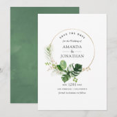 Waterverf Tropisch Groen Strand Bruiloft Save The Date (Voorkant / Achterkant)