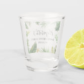 Waterverf Tropisch groen vrijgezellenfeest Shot Glas (Achterkant)