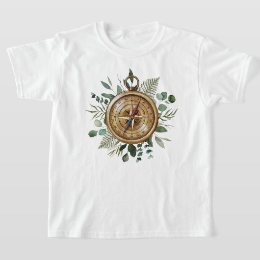 Waterverf Tropisch Groene Bladeren Bladerkompas T-shirt (Laagn)
