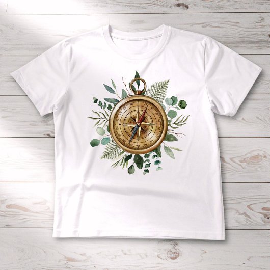 Waterverf Tropisch Groene Bladeren Bladerkompas T-shirt