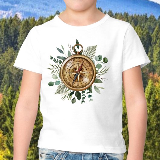 Waterverf Tropisch Groene Bladeren Bladerkompas T-shirt