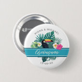 Waterverf Tropisch Groomsman Blauwgroen ID577 Ronde Button 5,7 Cm (Voorkant /achterkant)