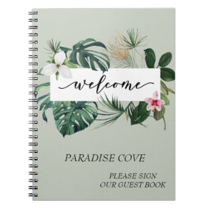 Waterverf Tropisch Home Rental Guest Book Notitieboek