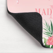 Waterverf tropisch hout roze glitter monogram muismat (Hoek)