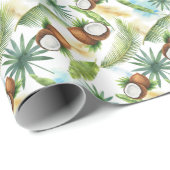 Waterverf Tropisch kokospatroon Cadeaupapier (Rol Hoek)