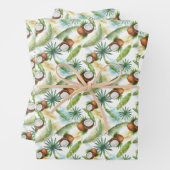 Waterverf Tropisch kokospatroon Inpakpapier Vel (In situ)