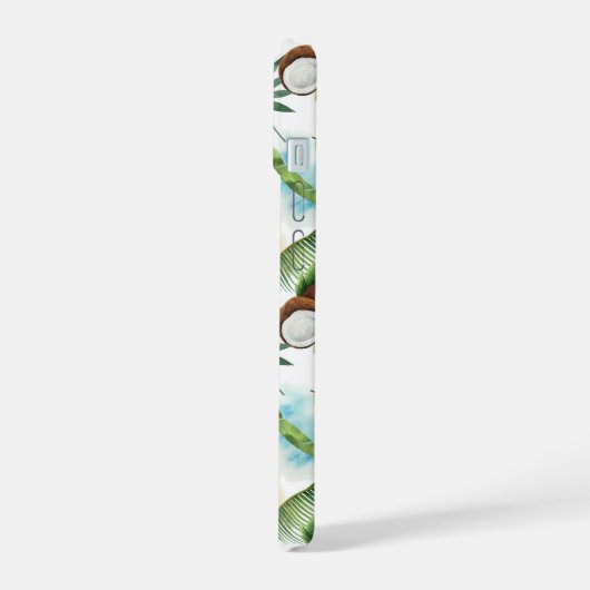 Waterverf Tropisch kokospatroon iPhone 15 Case (Linkerkant)