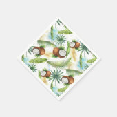 Waterverf Tropisch kokospatroon Servet (Hoek)