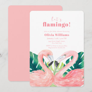 Waterverf Tropisch Koppel Flamingo Baby Borrel Kaart