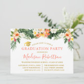 Waterverf Tropisch koraal bloemengoud Afstudeerder Kaart (Staand voorkant)