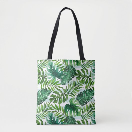 Waterverf Tropisch laat Groen Stijlvol Tote Bag (Voorkant)