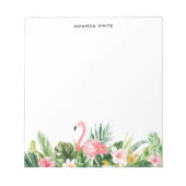 Waterverf Tropisch Leaf Flamingo Custom Notitieblo Notitieblok (Voorkant)