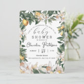 Waterverf Tropisch Lemon Citrus Baby shower Kaart (Staand voorkant)