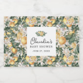 Waterverf Tropisch Lemon Citrus Baby shower Likeurfles Etiket (Enkel label)