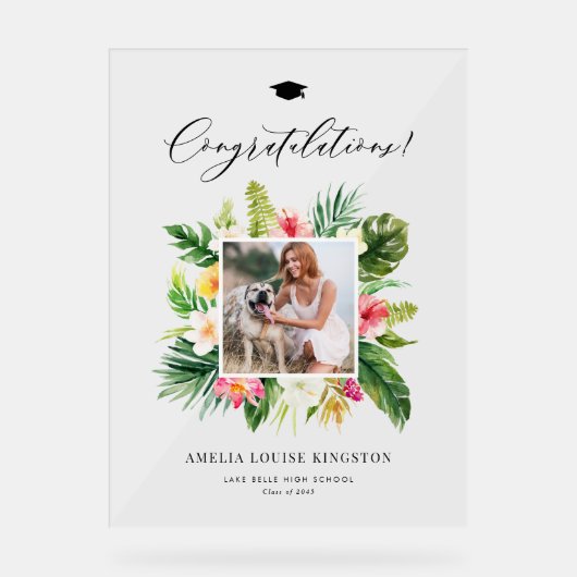 Waterverf Tropisch Lijst Foto Afstudeerfeest Acryl Bord (Voorkant)