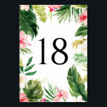 Waterverf Tropisch Lijst zomerhuwelijk Kaart<br><div class="desc">Voeg een tropisch accent aan uw gebeurtenislijst met deze aanpasbare kaart van lijstaantallen toe. Het bevat een waterverf lijst van tropische bloemen en bladeren. Pas deze tropische lijstaantallen door het lijstaantal aan. Deze tropische nummerkaarten zijn perfect voor zomerbruiloften,  vrijgezellenfeesten,  baby showers,  verjaardagen en andere evenementen.</div>