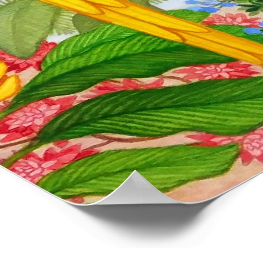 Waterverf Tropisch Macaw Parrots Poster (Hoek)