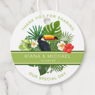 Waterverf Tropisch met Toucan Bedankt Green ID577 Bedankjes Labels