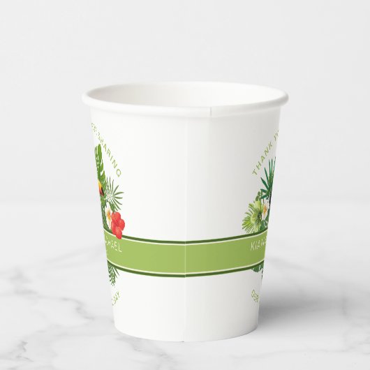 Waterverf Tropisch met Toucan Bedankt Green ID577 Papieren Bekers (Rechts)