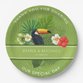 Waterverf Tropisch met Toucan Bedankt Green ID577 Papieren Bordje (Voorkant)