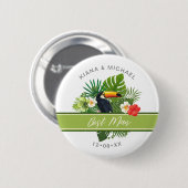 Waterverf Tropisch met Toucan Best Man Green ID577 Ronde Button 5,7 Cm (Voorkant /achterkant)