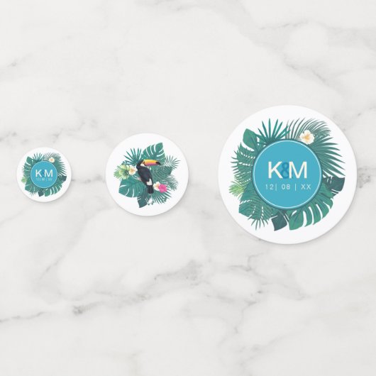 Waterverf Tropisch met Toucan Blauwgroen ID577 Confetti (Voorkanten)