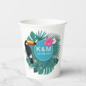 Waterverf Tropisch met Toucan Blauwgroen ID577 Papieren Bekers (Voorkant)