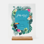 Waterverf Tropisch met Toucan Favors Blauwgroen ID Acryl Bord (Voorkant)