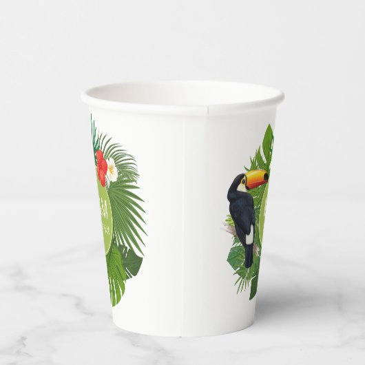 Waterverf Tropisch met Toucan Green ID577 Papieren Bekers (Rechts)