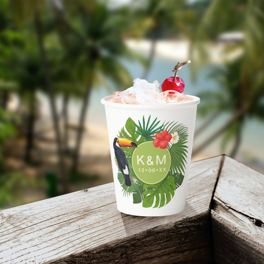 Waterverf Tropisch met Toucan Green ID577 Papieren Bekers