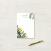 Waterverf Tropisch met Toucan Green ID577 Post-it® Notes (Op bureau)