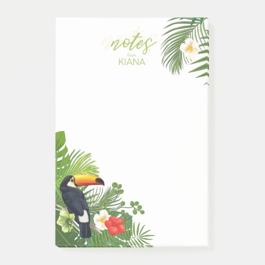Waterverf Tropisch met Toucan Green ID577 Post-it® Notes (Voorkant)