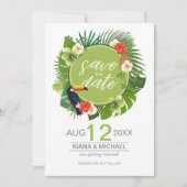 Waterverf Tropisch met Toucan Green ID577 Save The Date (Voorkant)