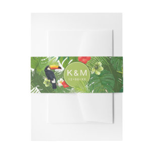 Waterverf Tropisch met Toucan Green ID577 Uitnodigingen Wikkel