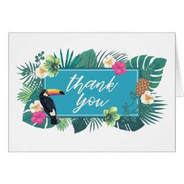 Waterverf Tropisch met Toucan Hartelijk dank Blauw